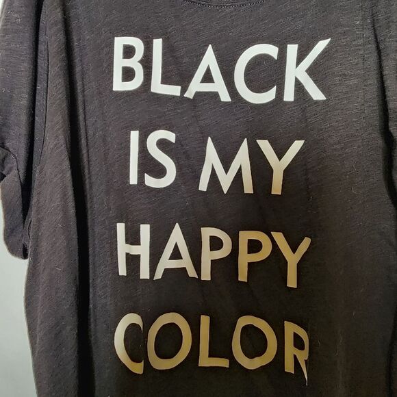 4X 26W Torrid Black Is My Happy Color Roll Cuff Tee Relaxed Fit Crew Tee Cotton - Picture 4 of 7